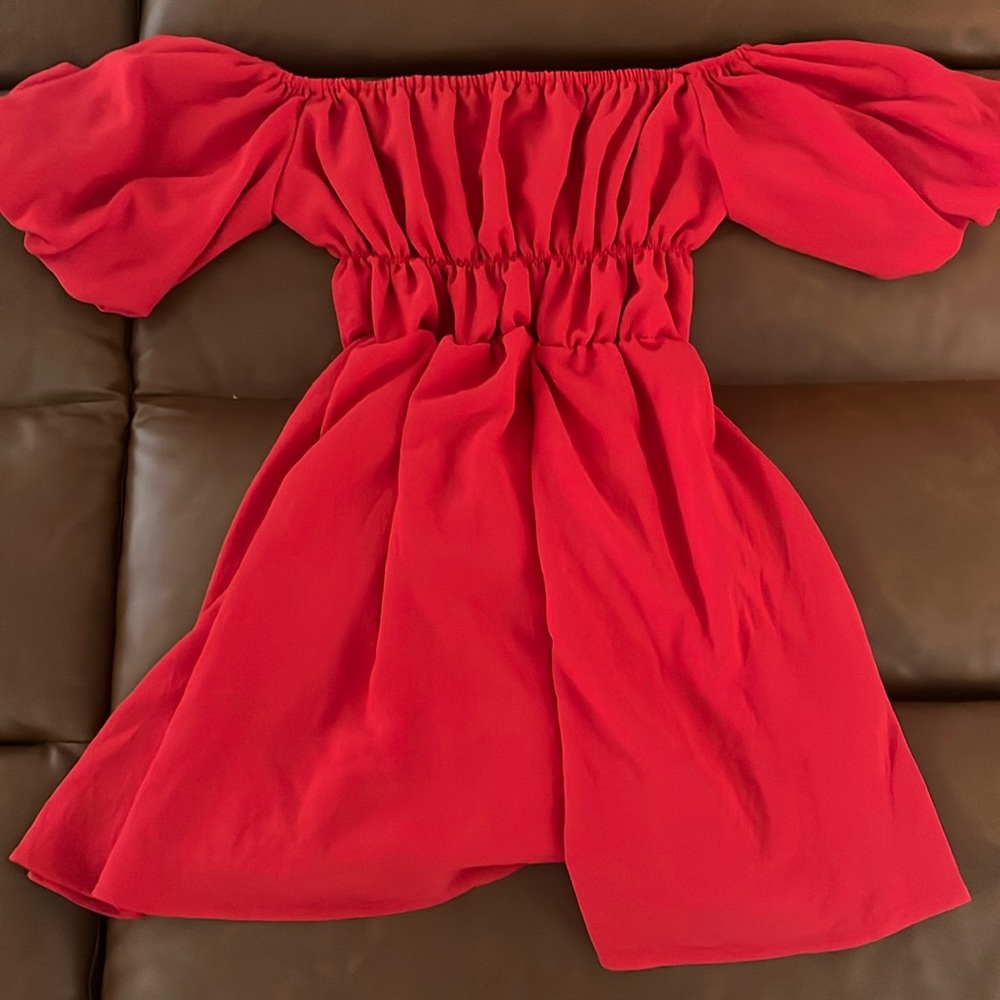 RED OFF SHOULDER DRESS